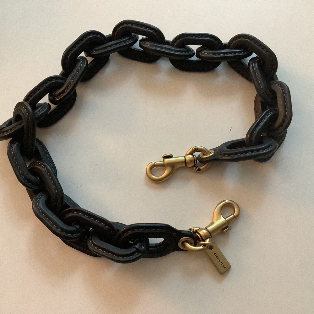 Coach Leather Covered Short Chain Strap, Black